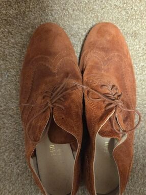 Garnet Hill Women's Suede Wingtip Oxfords - Rust